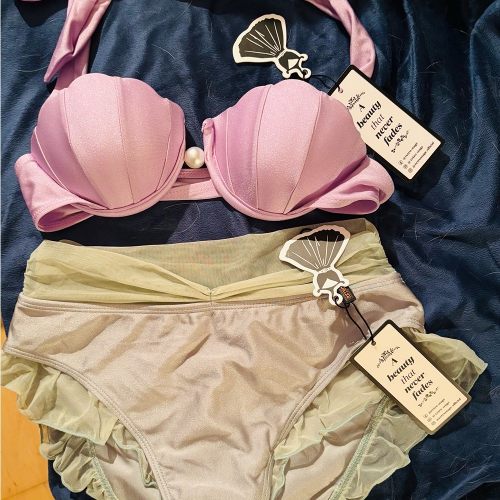 Vibrant Purple and Mint Green Bikini with Elegant Ruched Sides